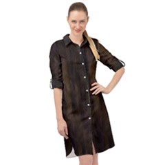 Abstrait Lignes Marron Long Sleeve Mini Shirt Dress by kcreatif