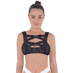 Abstrait Lignes Marron Bandaged Up Bikini Top