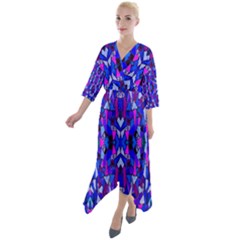 Ab 97 2 Quarter Sleeve Wrap Front Maxi Dress