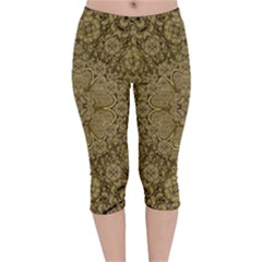 Heavy Metal Flower And Heavenly Feelings Velvet Capri Leggings  by pepitasart