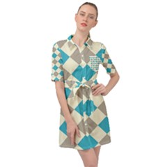 Background Graphic Wallpaper Stylized Colorful Fun Geometric Design Decor Belted Shirt Dress