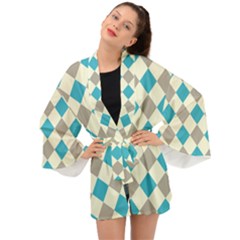 Background Graphic Wallpaper Stylized Colorful Fun Geometric Design Decor Long Sleeve Kimono by Vaneshart