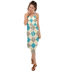 Background Graphic Wallpaper Stylized Colorful Fun Geometric Design Decor Waist Tie Cover Up Chiffon Dress