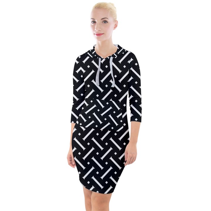 Geometric Pattern Design Repeating Eamless Shapes Quarter Sleeve Hood Bodycon Dress