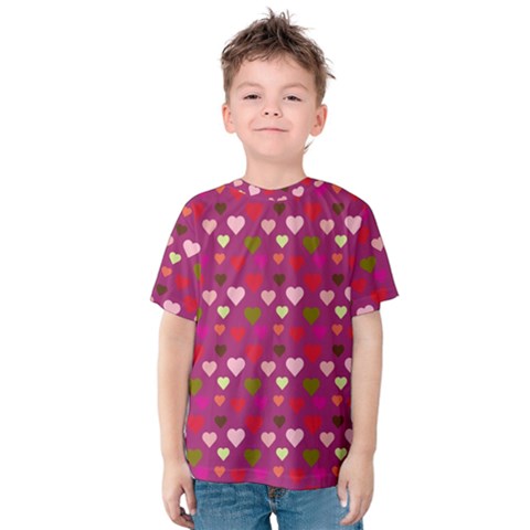 Hearts Seamlessp Attern Background Cute Love Children Symbol Kiddies Kids  Cotton Tee by Vaneshart