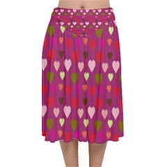 Hearts Seamlessp Attern Background Cute Love Children Symbol Kiddies Velvet Flared Midi Skirt by Vaneshart