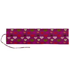 Hearts Seamlessp Attern Background Cute Love Children Symbol Kiddies Roll Up Canvas Pencil Holder (l) by Vaneshart