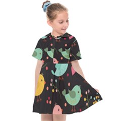 Birds Cute Pattern Background Kids  Sailor Dress by Vaneshart