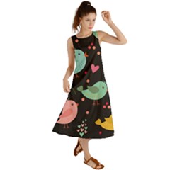 Birds Cute Pattern Background Summer Maxi Dress by Vaneshart