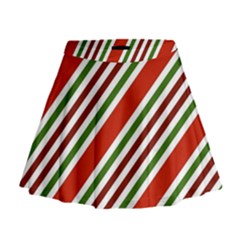 Christmas Color Stripes Mini Flare Skirt by Vaneshart