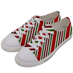 Christmas Color Stripes Women s Low Top Canvas Sneakers by Vaneshart