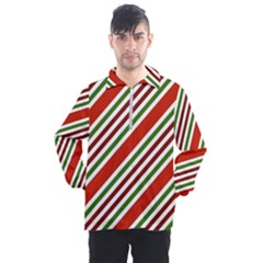 Christmas Color Stripes Men s Half Zip Pullover by Vaneshart