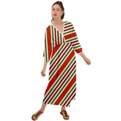 Christmas Color Stripes Grecian Style  Maxi Dress by Vaneshart