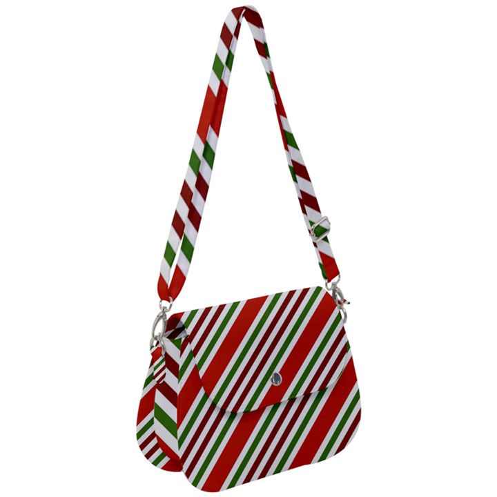 Christmas Color Stripes Saddle Handbag