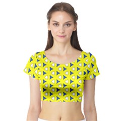 Pattern Yellow Pattern Texture Seamless Modern Colorful Repeat Short Sleeve Crop Top by Vaneshart