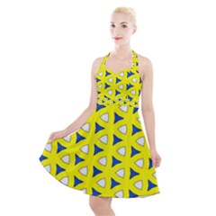 Pattern Yellow Pattern Texture Seamless Modern Colorful Repeat Halter Party Swing Dress  by Vaneshart