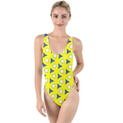 Pattern Yellow Pattern Texture Seamless Modern Colorful Repeat High Leg Strappy Swimsuit by Vaneshart