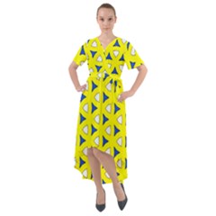 Pattern Yellow Pattern Texture Seamless Modern Colorful Repeat Front Wrap High Low Dress