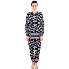 Grid Pattern Backdrop Seamless Design Geometric Patterns Line Onepiece Jumpsuit (ladies)  by Vaneshart