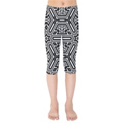 Grid Pattern Backdrop Seamless Design Geometric Patterns Line Kids  Capri Leggings  by Vaneshart