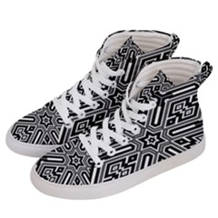 Grid Pattern Backdrop Seamless Design Geometric Patterns Line Men s Hi-top Skate Sneakers by Vaneshart