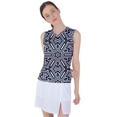 Grid Pattern Backdrop Seamless Design Geometric Patterns Line Women s Sleeveless Mesh Sports Top