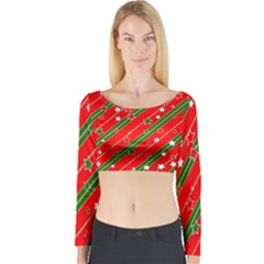 Christmas Paper Star Texture Long Sleeve Crop Top by Vaneshart