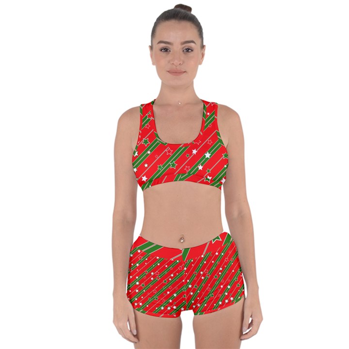 Christmas Paper Star Texture Racerback Boyleg Bikini Set