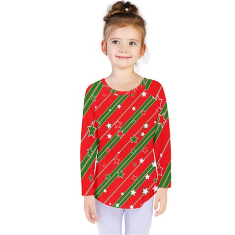 Christmas Paper Star Texture Kids  Long Sleeve Tee by Vaneshart