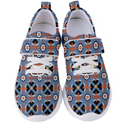 Pattern Weave Background Blue Red Black Women s Velcro Strap Shoes