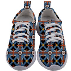 Pattern Weave Background Blue Red Black Kids Athletic Shoes