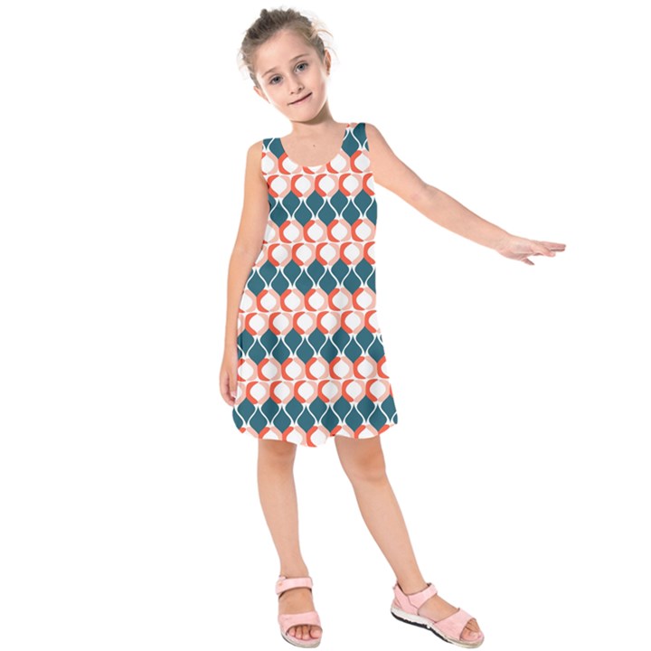 Abstract Seamless pattern Graphic Lines Vintage Background Grunge Diamond Square Kids  Sleeveless Dress