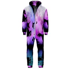 Wonderful Unicorn With Fairy In The Night Hooded Jumpsuit (men)  by FantasyWorld7