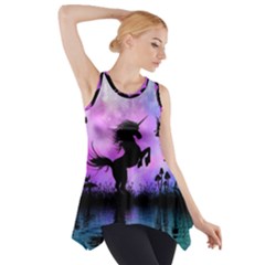 Wonderful Unicorn With Fairy In The Night Side Drop Tank Tunic by FantasyWorld7