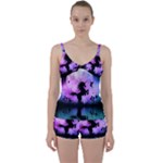 Wonderful Unicorn With Fairy In The Night Tie Front Two Piece Tankini