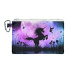 Wonderful Unicorn With Fairy In The Night Canvas Cosmetic Bag (Medium)