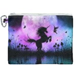 Wonderful Unicorn With Fairy In The Night Canvas Cosmetic Bag (XXL)