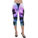 Wonderful Unicorn With Fairy In The Night Lightweight Velour Capri Leggings 