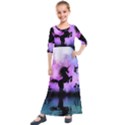 Wonderful Unicorn With Fairy In The Night Kids  Quarter Sleeve Maxi Dress View1