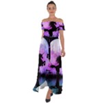 Wonderful Unicorn With Fairy In The Night Off Shoulder Open Front Chiffon Dress