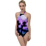 Wonderful Unicorn With Fairy In The Night Go with the Flow One Piece Swimsuit