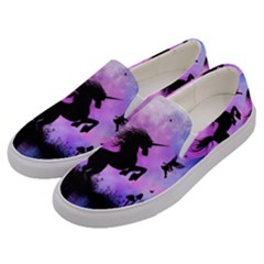 Wonderful Unicorn With Fairy In The Night Men s Canvas Slip Ons by FantasyWorld7