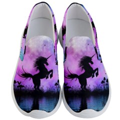 Wonderful Unicorn With Fairy In The Night Men s Lightweight Slip Ons by FantasyWorld7