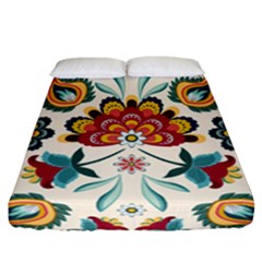 Baatik Print  Fitted Sheet (california King Size) by designsbymallika