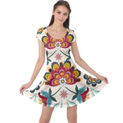 Baatik Print  Cap Sleeve Dress