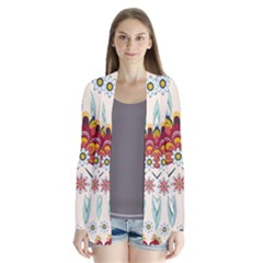 Baatik Print  Drape Collar Cardigan