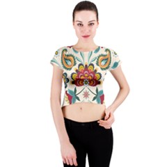 Baatik Print  Crew Neck Crop Top by designsbymallika