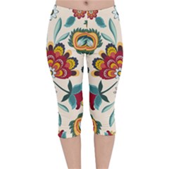 Baatik Print  Velvet Capri Leggings 