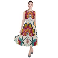 Baatik Print  Round Neck Boho Dress