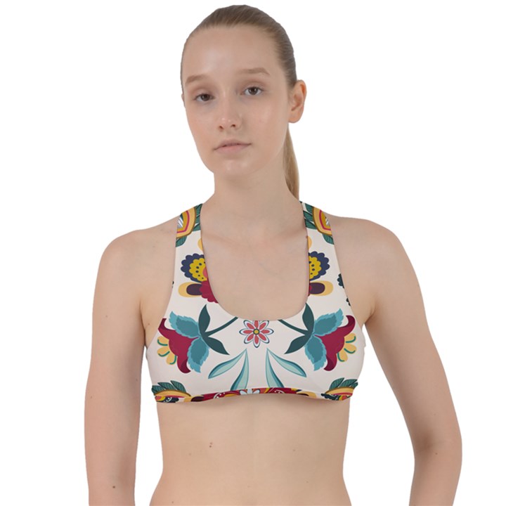 Baatik Print  Criss Cross Racerback Sports Bra